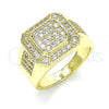 Oro Laminado Mens Ring, Gold Filled Style with White Micro Pave, Polished, Golden Finish, 01.283.0022.10 (Size 10)