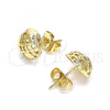 Oro Laminado Stud Earring, Gold Filled Style Heart Design, Polished, Golden Finish, 02.156.0608