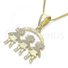 Oro Laminado Pendant Necklace, Gold Filled Style Little Girl Design, Polished, Golden Finish, 04.351.0008.20