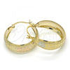 Oro Laminado Medium Hoop, Gold Filled Style Greek Key Design, Polished, Tricolor, 02.106.0003.1.30