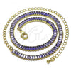 Oro Laminado Fancy Necklace, Gold Filled Style with Amethyst Cubic Zirconia, Polished, Golden Finish, 04.130.0001.6.12