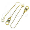 Oro Laminado Threader Earring, Gold Filled Style with Multicolor Micro Pave, Polished, Golden Finish, 02.210.0809.1