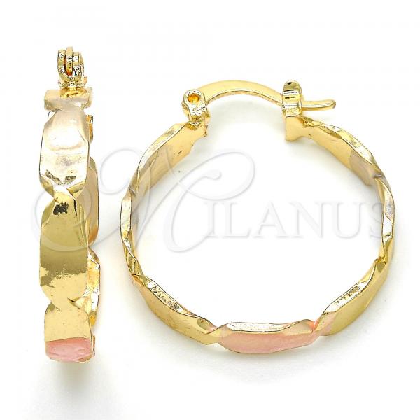 Oro Laminado Small Hoop, Gold Filled Style Polished, Tricolor, 02.170.0206.25