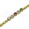Oro Laminado Fancy Bracelet, Gold Filled Style with Multicolor Cubic Zirconia and White Micro Pave, Polished, Golden Finish, 03.283.0212.07