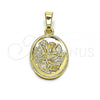 Oro Laminado Religious Pendant, Gold Filled Style Angel Design, Polished, Golden Finish, 05.177.0002