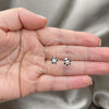 Sterling Silver Stud Earring, Flower Design, with Black Crystal, Polished, Silver Finish, 02.406.0016.01