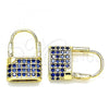 Oro Laminado Small Hoop, Gold Filled Style Lock Design, with Sapphire Blue Micro Pave, Polished, Golden Finish, 02.341.0057.3.12