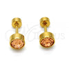 Stainless Steel Stud Earring, with Champagne Crystal, Polished, Golden Finish, 02.271.0008.2
