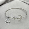 Sterling Silver Individual Bangle, Anchor and Rope Design, Polished, Silver Finish, 07.395.0005.05