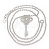 Sterling Silver Pendant Necklace, key Design, with White Cubic Zirconia, Polished, Rhodium Finish, 04.336.0049.16