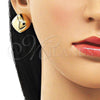 Oro Laminado Stud Earring, Gold Filled Style Polished, Golden Finish, 02.195.0282