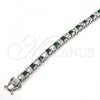 Rhodium Plated Tennis Bracelet, with Green and White Cubic Zirconia, Polished, Rhodium Finish, 03.210.0079.6.08