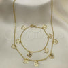 Oro Laminado Necklace and Bracelet, Gold Filled Style Heart and Love Design, Polished, Golden Finish, 06.63.0212