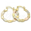 Oro Laminado Medium Hoop, Gold Filled Style Diamond Cutting Finish, Tricolor, 02.170.0190.30