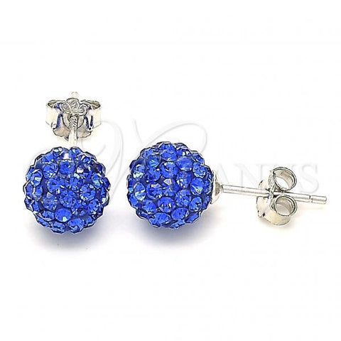 Sterling Silver Stud Earring, with Sapphire Blue Crystal, Polished, Rhodium Finish, 02.332.0042.12