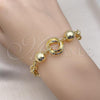 Oro Laminado Fancy Bracelet, Gold Filled Style Ball and Love Knot Design, Polished, Golden Finish, 03.213.0268.07