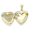 Oro Laminado Locket Pendant, Gold Filled Style Heart Design, Polished, Golden Finish, 05.117.0022