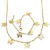 Oro Laminado Necklace and Bracelet, Gold Filled Style Butterfly Design, Polished, Golden Finish, 06.63.0201