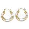 Oro Laminado Small Hoop, Gold Filled Style Evil Eye Design, Polished, Tricolor, 02.170.0345.25