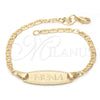 Oro Laminado ID Bracelet, Gold Filled Style Mariner Design, Golden Finish, 03.32.0105.06