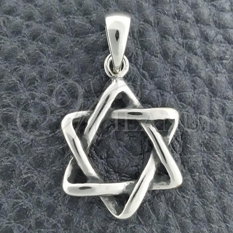 Sterling Silver Religious Pendant, Star of David Design, Polished, Silver Finish, 05.396.0008