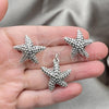 Sterling Silver Earring and Pendant Adult Set, Star Design, Polished, Silver Finish, 10.395.0001