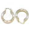 Oro Laminado Small Hoop, Gold Filled Style Polished, Tricolor, 02.170.0370.1.25
