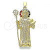 Oro Laminado Religious Pendant, Gold Filled Style San Benito Design, with Multicolor Crystal, Polished, Golden Finish, 05.253.0145.1