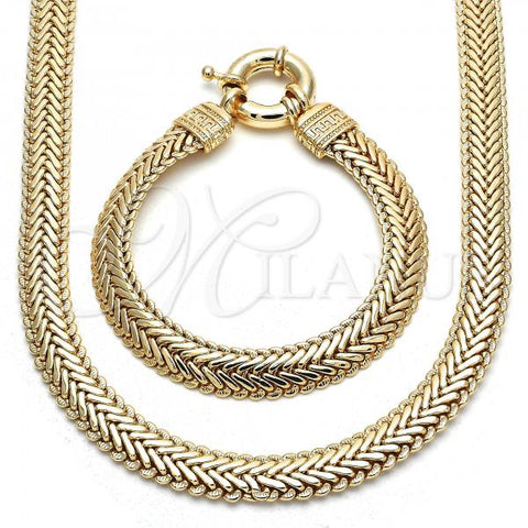 Oro Laminado Necklace and Bracelet, Gold Filled Style Chunky Design, Polished, Golden Finish, 06.179.0001