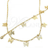 Oro Laminado Necklace and Bracelet, Gold Filled Style Butterfly Design, Polished, Golden Finish, 06.63.0201