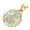 Oro Laminado Religious Pendant, Gold Filled Style San Judas Design, Polished, Golden Finish, 05.213.0075
