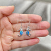 Sterling Silver Dangle Earring, Seahorse Design, with Bermuda Blue Opal, Polished, Silver Finish, 02.391.0003