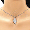 Sterling Silver Fancy Pendant, Hand of God and Heart Design, with White Micro Pave, Polished,, 05.398.0022