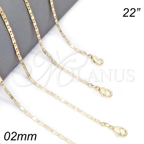 Oro Laminado Basic Necklace, Gold Filled Style Polished, Golden Finish, 04.213.0096.22