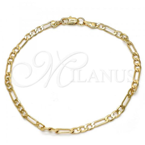 Gold Tone Basic Bracelet, Figaro Design, Polished, Golden Finish, 04.242.0015.09GT