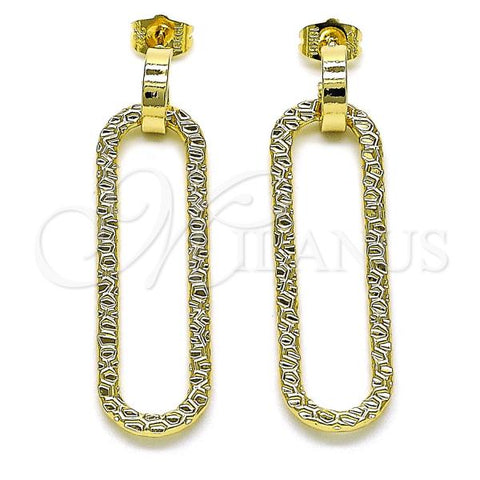 Oro Laminado Long Earring, Gold Filled Style Polished, Golden Finish, 02.213.0617