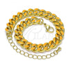 Oro Laminado Basic Bracelet, Gold Filled Style Miami Cuban Design, Orange Enamel Finish, Golden Finish, 03.341.0075.5.07
