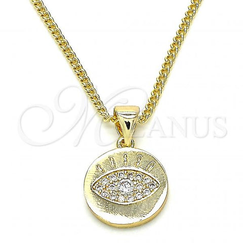 Oro Laminado Pendant Necklace, Gold Filled Style with White Micro Pave, Polished, Golden Finish, 04.156.0306.20