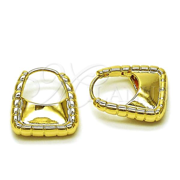 Oro Laminado Huggie Hoop, Gold Filled Style Purse and Lock Design, Polished, Golden Finish, 02.195.0368.20