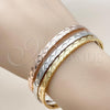 Oro Laminado Trio Bangle, Gold Filled Style Diamond Cutting Finish, Tricolor, 07.282.0046