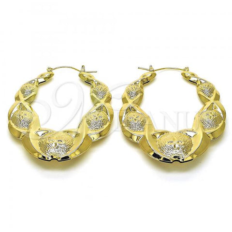 Oro Laminado Large Hoop, Gold Filled Style Chunky and Flower Design, Polished, Golden Finish, 02.60.0157.50