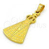 Stainless Steel Religious Pendant, Caridad del Cobre and Cross Design, Polished, Golden Finish, 05.302.0001