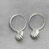 Sterling Silver Small Hoop, Shell Design, Polished, Silver Finish, 02.401.0020.15