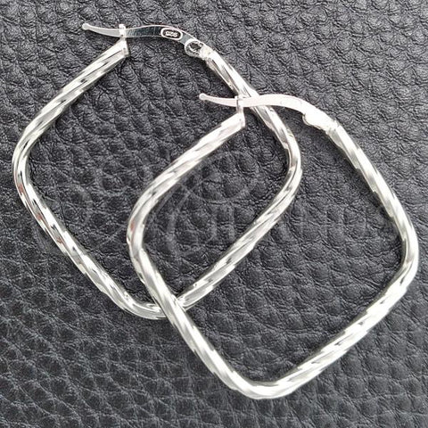 Sterling Silver Medium Hoop, Diamond Cutting Finish, Silver Finish, 02.389.0144.25