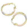 Oro Laminado Medium Hoop, Gold Filled Style Diamond Cutting Finish, Tricolor, 02.213.0243.25