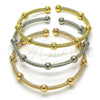 Oro Laminado Trio Bangle, Gold Filled Style and Ball Polished, Tricolor, 07.170.0027