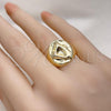 Oro Laminado Elegant Ring, Gold Filled Style Chunky Design, Polished, Golden Finish, 01.213.0047