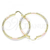 Oro Laminado Large Hoop, Gold Filled Style Diamond Cutting Finish, Tricolor, 02.213.0245.50