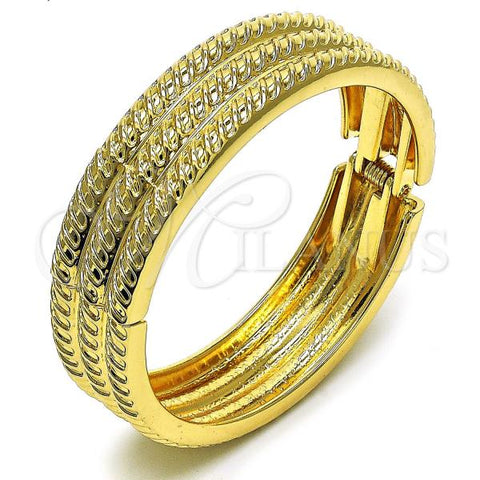 Oro Laminado Individual Bangle, Gold Filled Style Diamond Cutting Finish, Golden Finish, 07.307.0028.04