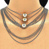 Oro Laminado Fancy Necklace, Gold Filled Style Ball Design, Polished, Two Tone, 04.321.0031.1.24
